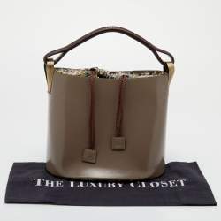 Pre Owned Kenzo Grey/Brown Leather Bucket Bag 