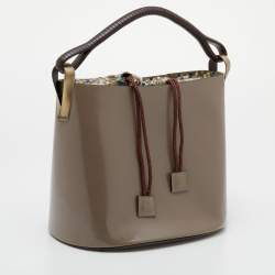 Pre Owned Kenzo Grey/Brown Leather Bucket Bag 