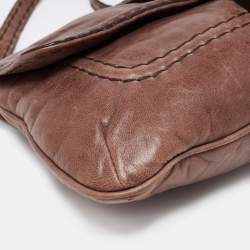 Pre Owned Kenzo Brown Leather Buckle Flap Baguette Bag