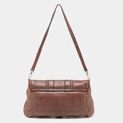 Pre Owned Kenzo Brown Leather Buckle Flap Baguette Bag