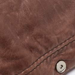 Pre Owned Kenzo Brown Leather Buckle Flap Baguette Bag