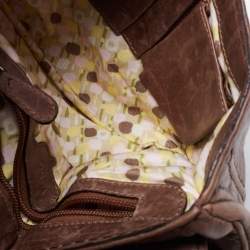 Pre Owned Kenzo Brown Leather Buckle Flap Baguette Bag