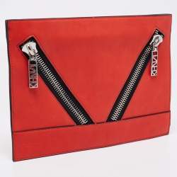 Pre Owned Kenzo Scarlet Red Leather Kalifornia Zip Pouch