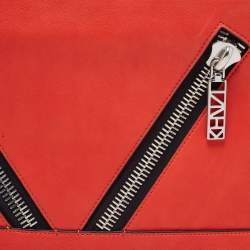 Pre Owned Kenzo Scarlet Red Leather Kalifornia Zip Pouch