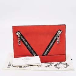 Pre Owned Kenzo Scarlet Red Leather Kalifornia Zip Pouch