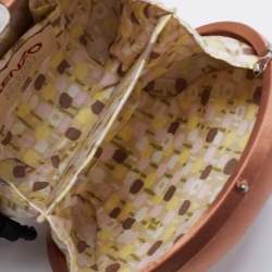 Pre Owned Kenzo Brown Satin Macaron Frame Clutch Bag