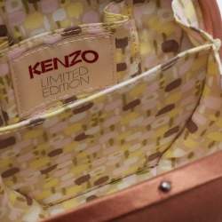 Pre Owned Kenzo Brown Satin Macaron Frame Clutch Bag