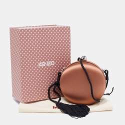 Pre Owned Kenzo Brown Satin Macaron Frame Clutch Bag