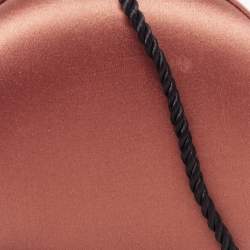 Pre Owned Kenzo Brown Satin Macaron Frame Clutch Bag