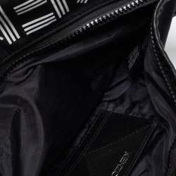 Pre Owned Kenzo Black Logo Print Nylon And Leather Belt Bag