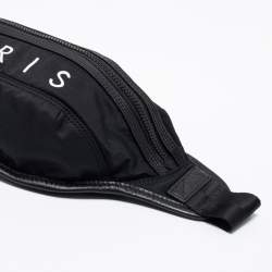 Pre Owned Kenzo Black Logo Print Nylon And Leather Belt Bag
