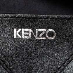 Pre Owned Kenzo Black Logo Print Nylon And Leather Belt Bag