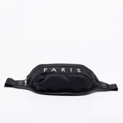 Pre Owned Kenzo Black Logo Print Nylon And Leather Belt Bag