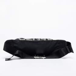 Pre Owned Kenzo Black Logo Print Nylon And Leather Belt Bag