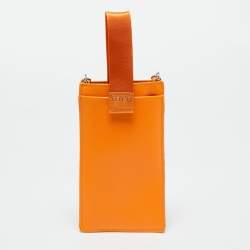 Pre Owned Kenzo Orange Leather Phone Crossbody Bag