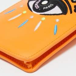Pre Owned Kenzo Orange Leather Phone Crossbody Bag