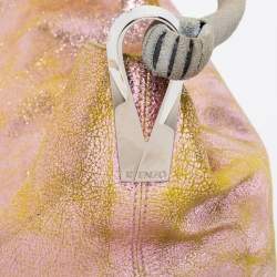 Pre Owned Kenzo Metallic Pink Crinkled Leather Hobo