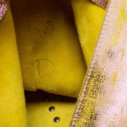 Pre Owned Kenzo Metallic Pink Crinkled Leather Hobo