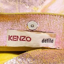 Pre Owned Kenzo Metallic Pink Crinkled Leather Hobo