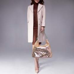 Pre Owned Kenzo Metallic Pink Crinkled Leather Hobo