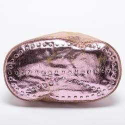 Pre Owned Kenzo Metallic Pink Crinkled Leather Hobo