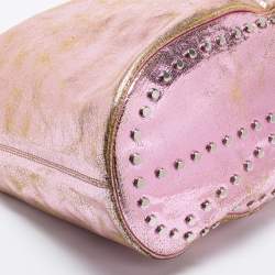 Pre Owned Kenzo Metallic Pink Crinkled Leather Hobo