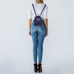 Kenzo Navy Blue Neoprene Tiger Embroidered Backpack