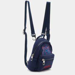 Kenzo Navy Blue Neoprene Tiger Embroidered Backpack