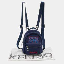 Kenzo Navy Blue Neoprene Tiger Embroidered Backpack