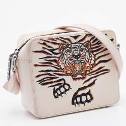 Kenzo Beige Leather Tiger Embroidered Camera Bag 