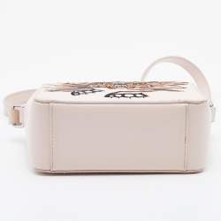 Kenzo Beige Leather Tiger Embroidered Camera Bag 