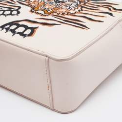 Kenzo Beige Leather Tiger Embroidered Camera Bag 
