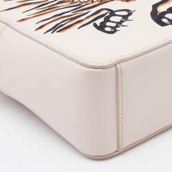 Kenzo Beige Leather Tiger Embroidered Camera Bag 
