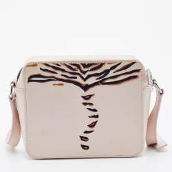 Kenzo Beige Leather Tiger Embroidered Camera Bag 