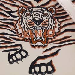 Kenzo Beige Leather Tiger Embroidered Camera Bag 