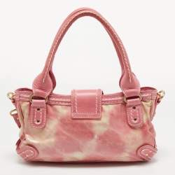 Pre Owned Kenzo Pink Laminated Leather Turn Lock Satchel