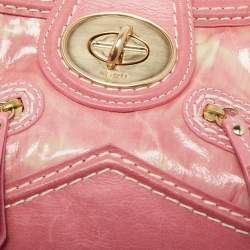 Pre Owned Kenzo Pink Laminated Leather Turn Lock Satchel