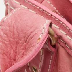 Pre Owned Kenzo Pink Laminated Leather Turn Lock Satchel