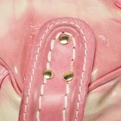 Pre Owned Kenzo Pink Laminated Leather Turn Lock Satchel