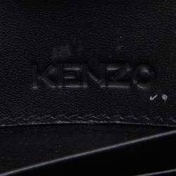 Pre Owned Kenzo Black Leather Flap Wallet on Chain