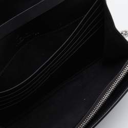 Pre Owned Kenzo Black Leather Flap Wallet on Chain