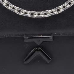 Pre Owned Kenzo Black Leather Flap Wallet on Chain