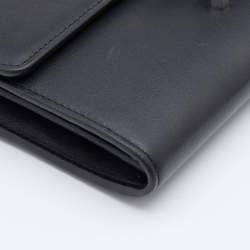 Pre Owned Kenzo Black Leather Flap Wallet on Chain