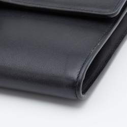 Pre Owned Kenzo Black Leather Flap Wallet on Chain