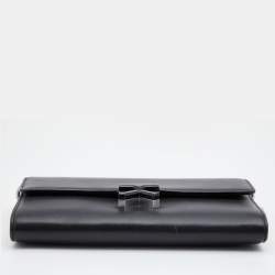 Pre Owned Kenzo Black Leather Flap Wallet on Chain