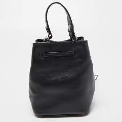 Kenzo Black Leather Embroidered Eye Bucket Bag