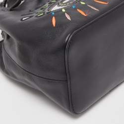 Kenzo Black Leather Embroidered Eye Bucket Bag