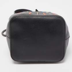 Kenzo Black Leather Embroidered Eye Bucket Bag