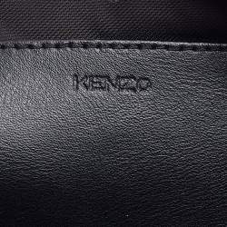 Pre Owned Kenzo Burgundy Canvas Tiger Embroidery Wristlet Pouch