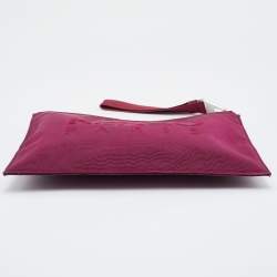 Pre Owned Kenzo Burgundy Canvas Tiger Embroidery Wristlet Pouch